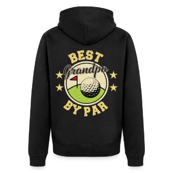 Golf Opa - Unisex Premium Bio Zip Hoodie - Schwarz - Hinten - Nico (187cm)