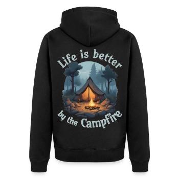 La vie est meilleure près du feu de camp - Veste à capuche bio Premium Unisexe - noir - Dos - Nico (187cm)