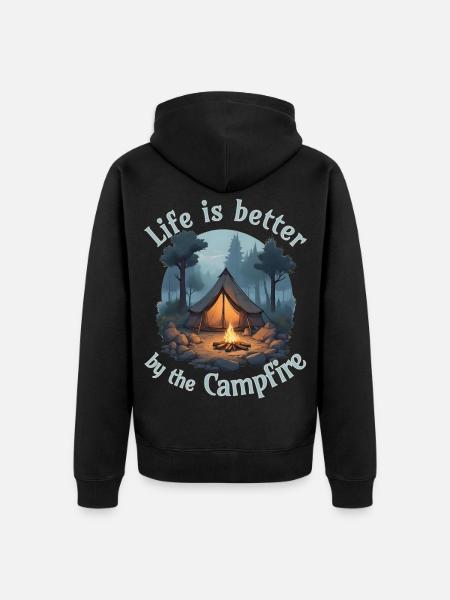 Life is better by the campfire - Unisex Premium Bio Zip Hoodie - Schwarz