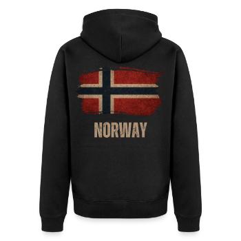 Norway Flag, Norway Vintage Flag - Unisex Premium Organic Zip Hoodie - black - Back - Nico (187cm)