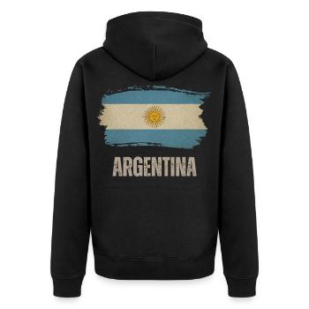 Vintage Argentine, Drapeau de l’Argentine - Veste à capuche bio Premium Unisexe - noir - Dos - Nico (187cm)