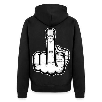 Middle finger stinky finger design white used - Unisex Premium Organic Zip Hoodie - black - Back - Nico (187cm)