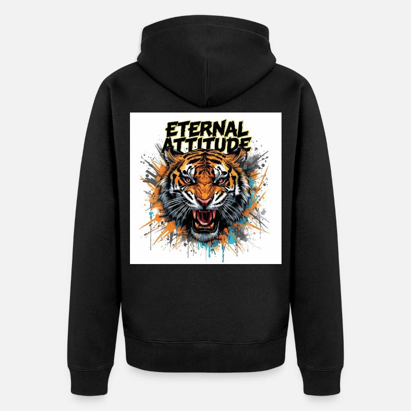 Pose du Tigre Éternel - Veste à capuche bio Premium Unisexe - noir