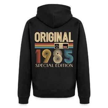 Gamer 40th Birthday 40th Anniversary Original 1985 - Unisex Premium Organic Zip Hoodie - black - Back - Nico (187cm)