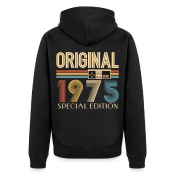 Gamer 50th Birthday 50th Anniversary Original 1975 - Unisex Premium Organic Zip Hoodie - black - Back - Nico (187cm)