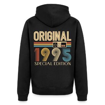 Gamer 30th Birthday 30th Anniversary Original 1995 - Unisex Premium Organic Zip Hoodie - black - Back - Nico (187cm)
