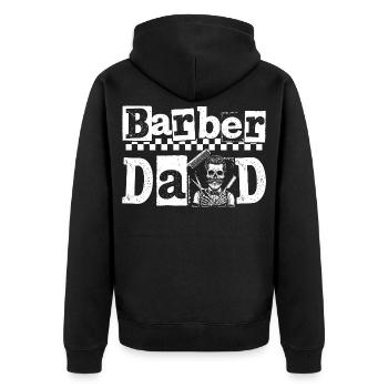 Vintage Barber Papa Barbier Friseur - Unisex Premium Bio Zip Hoodie - Schwarz - Hinten - Nico (187cm)