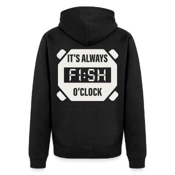 It's Always Fish O'Clock Fishing Design - Unisex Premium Organic Zip Hoodie - black - Back - Nico (187cm)
