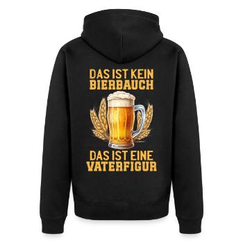 Vatertag DAS IST KEIN BIERBAUCH DAS IST VATERFIGUR - Unisex Premium Bio Zip Hoodie - Schwarz - Hinten - Nico (187cm)