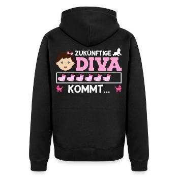 Bald Mama ZUKÜNFTIGE DIVA KOMMT Lustiges - Unisex Premium Bio Zip Hoodie - Schwarz - Hinten - Nico (187cm)