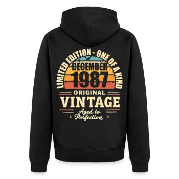 fête d anniversaire décembre 1987 - december 1987 - Veste à capuche bio Premium Unisexe - noir - Dos - Nico (187cm)
