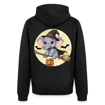 Mignon éléphant sorcière Halloween - Veste à capuche bio Premium Unisexe - noir - Dos - Nico (187cm)