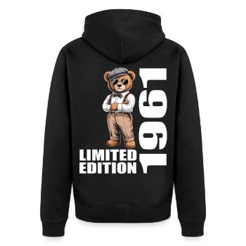 1961 Édition limitée Ours Anniversaire 1961 - Veste à capuche bio Premium Unisexe - noir - Dos - Nico (187cm)