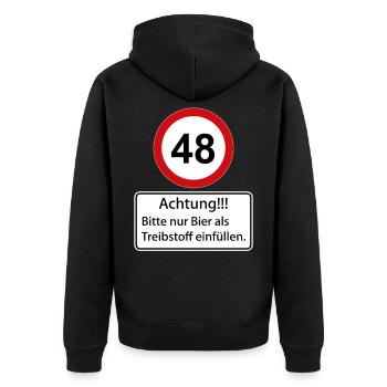 48 Attention : ne remplissez que de la bière comme carburant - Veste à capuche bio Premium Unisexe - noir - Dos - Nico (187cm)