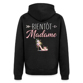 Madame Wedding Bachelorette Party Bride - Unisex Premium Organic Zip Hoodie - black - Back - Nico (187cm)