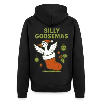 Dumme Gänsemas, Gans, Weihnachten, Lustiger Weihnachtsmann - Unisex Premium Bio Zip Hoodie - Schwarz - Hinten - Nico (187cm)
