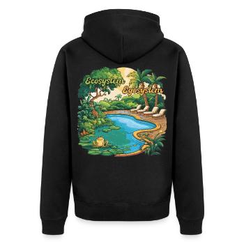 Ecosystem vs Egosystem Design Humour Environnement - Veste à capuche bio Premium Unisexe - noir - Dos - Nico (187cm)