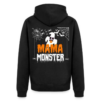 Mama Monster Halloween Shirt Kostüm Gespenst Geist - Unisex Premium Bio Zip Hoodie - Schwarz - Hinten - Nico (187cm)