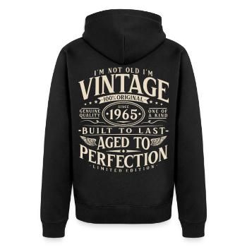 1965_Jahrgang_Vintage_Geburtstag_Geschenk - Unisex Premium Organic Zip Hoodie - black - Back - Nico (187cm)