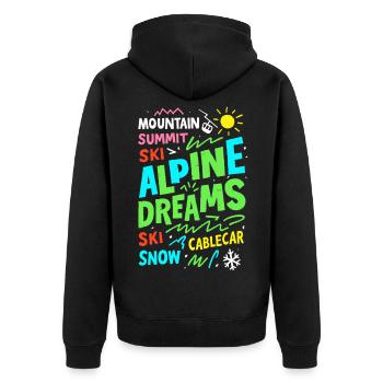 Alpine Dreams Ski & Snow Mountain Design - Unisex Premium Organic Zip Hoodie - black - Back - Nico (187cm)