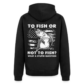 Pêcher ou ne pas pêcher : motif poisson - Veste à capuche bio Premium Unisexe - noir - Dos - Nico (187cm)