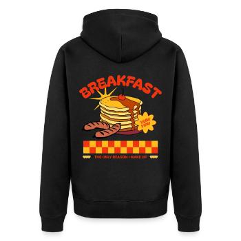 Waffelteig Backen Geschenk für Foodies - Unisex Premium Bio Zip Hoodie - Schwarz - Hinten - Nico (187cm)