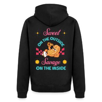 Butter Waffles Breakfast Fan Shirt - Unisex Premium Organic Zip Hoodie - black - Back - Nico (187cm)