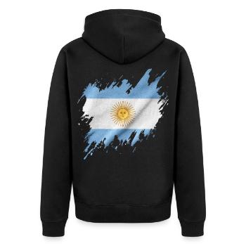 Drapeau de l’Argentine, style déchiré - Veste à capuche bio Premium Unisexe - noir - Dos - Nico (187cm)