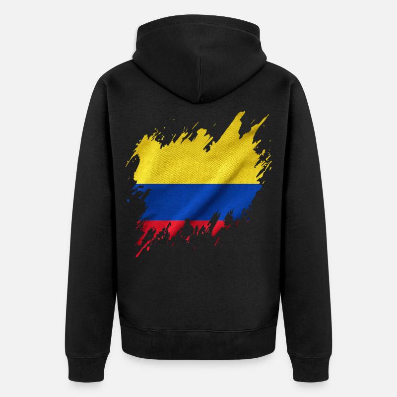 Drapeau de la Colombie, style déchiré - Veste à capuche bio Premium Unisexe - noir