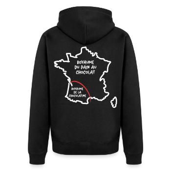 Pain au chocolat ou chocolatine drôle carte France - Veste à capuche bio Premium Unisexe - noir - Dos - Nico (187cm)