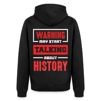 Warnung Geschichte Reden Jetzt - Unisex Premium Bio Zip Hoodie - Schwarz - Hinten - Nico (187cm)