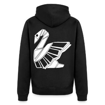 Höckerschwan - Unisex Premium Bio Zip Hoodie - Schwarz - Hinten - Nico (187cm)