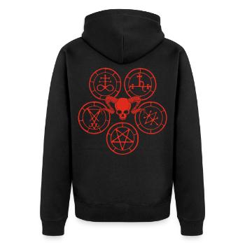 Red Demon Skull and Esoteric Symbols - Unisex Premium Organic Zip Hoodie - black - Back - Nico (187cm)