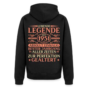 75th birthday Absolutely unique since 1951 - Unisex Premium Organic Zip Hoodie - black - Back - Nico (187cm)