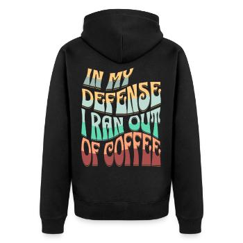 Kaffee Ausrede Spruchdesign - Unisex Premium Bio Zip Hoodie - Schwarz - Hinten - Nico (187cm)