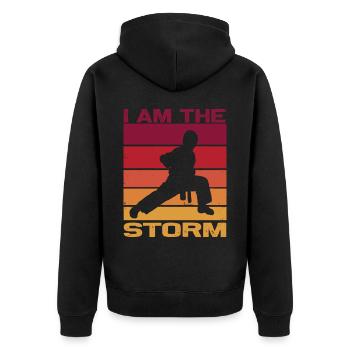 Silhouette einen Karatekämpfer - Combat Contact  - Unisex Premium Bio Zip Hoodie - Schwarz - Hinten - Nico (187cm)