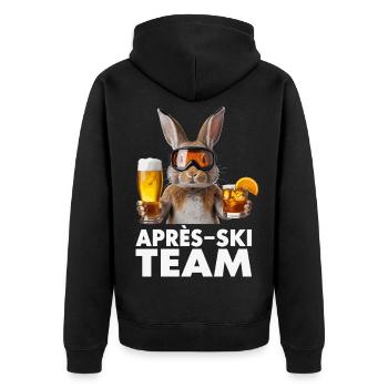 Après-Ski Häschen Team - Unisex Premium Bio Zip Hoodie - Schwarz - Hinten - Nico (187cm)
