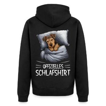 Official Sleep Shirt Airedale Terrier Dog - Unisex Premium Organic Zip Hoodie - black - Back - Nico (187cm)