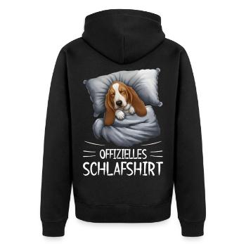 Kuscheltraum Schlafshirt Basset-Hund - Unisex Premium Bio Zip Hoodie - Schwarz - Hinten - Nico (187cm)