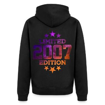 LIMITED EDITION 2007 19TH BIRTHDAY - Unisex Premium Organic Zip Hoodie - black - Back - Nico (187cm)