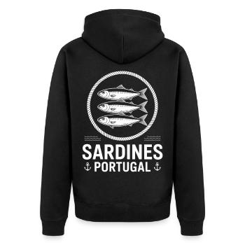 Sardines Portugal Nautical Circle - Unisex Premium Organic Zip Hoodie - black - Back - Nico (187cm)