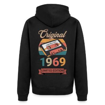 Original 1969 Édition Limitée Cadeau d’Anniversaire - Veste à capuche bio Premium Unisexe - noir - Dos - Nico (187cm)