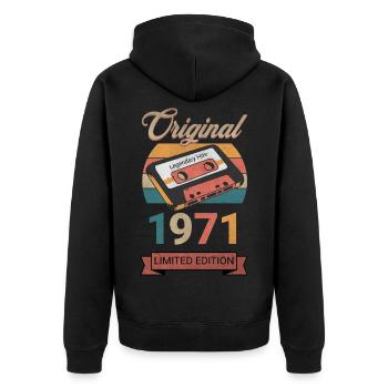 Original 1971 Édition Limitée Cadeau d’Anniversaire - Veste à capuche bio Premium Unisexe - noir - Dos - Nico (187cm)