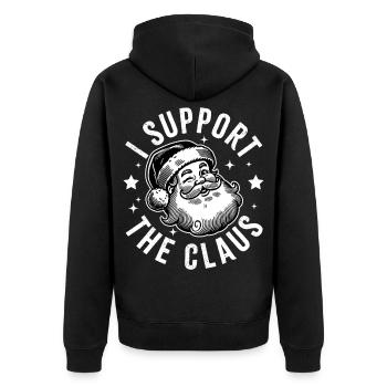 Ich unterstütze den Claus - Unisex Premium Bio Zip Hoodie - Schwarz - Hinten - Nico (187cm)