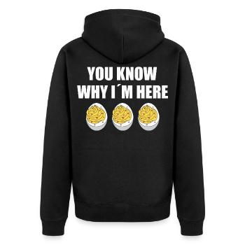 Gefüllte Eier - Unisex Premium Bio Zip Hoodie - Schwarz - Hinten - Nico (187cm)