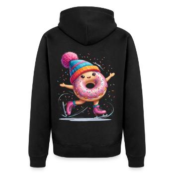 Donut auf Schlittschuhen mit Konfetti - Unisex Premium Bio Zip Hoodie - Schwarz - Hinten - Nico (187cm)