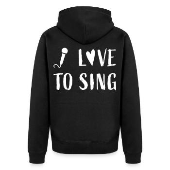 J’aime chanter - Chanteur Chanteur Chœur chanter - Veste à capuche bio Premium Unisexe - noir - Dos - Nico (187cm)