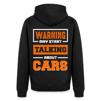 Warning: Cars start talking - Unisex Premium Organic Zip Hoodie - black - Back - Nico (187cm)