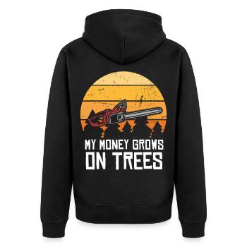 L’argent pousse sur les arbres – Chainsaw Joke - Veste à capuche bio Premium Unisexe - noir - Dos - Nico (187cm)