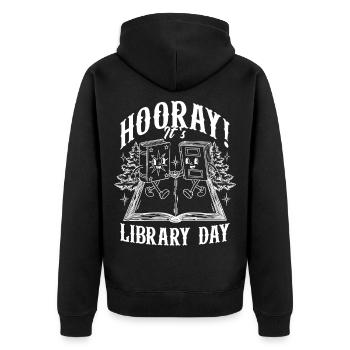 Bibliothécaire de jour Bibliothécaire de lecture - Veste à capuche bio Premium Unisexe - noir - Dos - Nico (187cm)